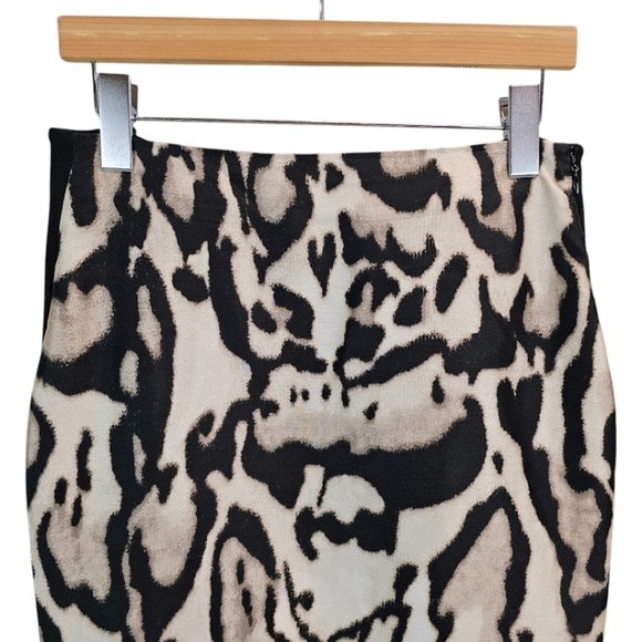 DVF Mae Mikado Leopard Pencil Skirt Wool & Silk Blend Size 10 Women's Black Knit - Picture 7 of 13